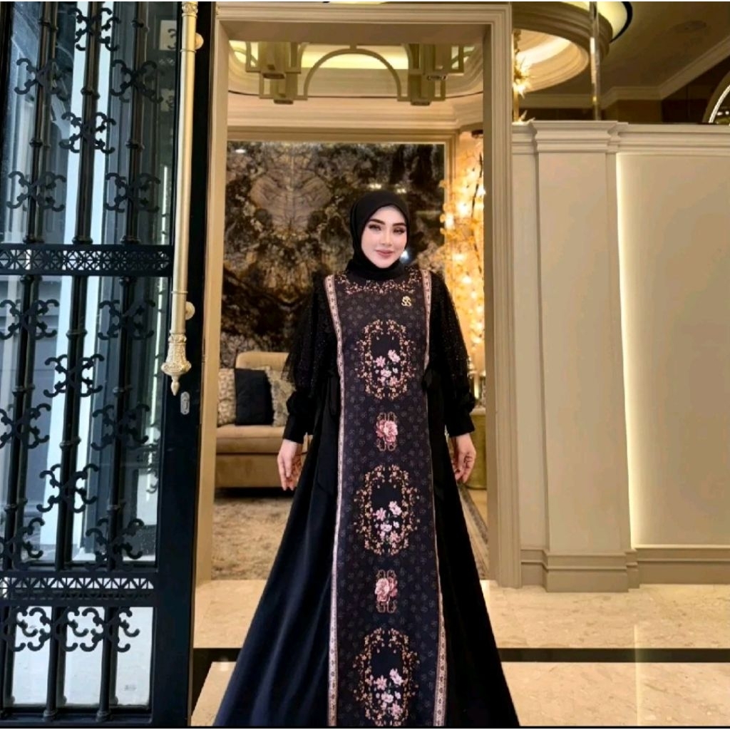 Dress Gamis Shellasaukia Baju Muslim Wanita Dewasa Remaja Lebaran Kondangan Pesta