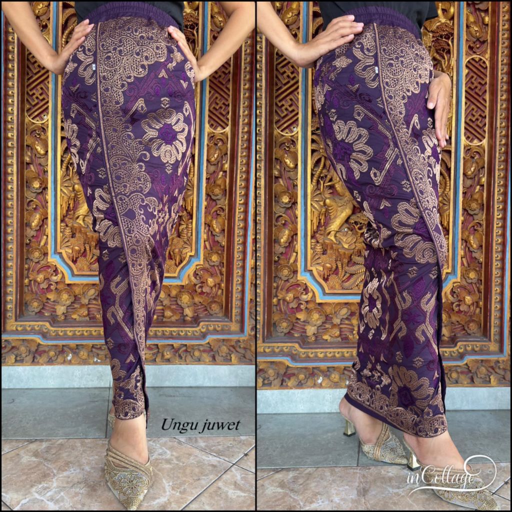 Kamen Jadi Bordir Lasem bahan katun strait size jumbo rok Bali tradisional setelan kebaya wisuda