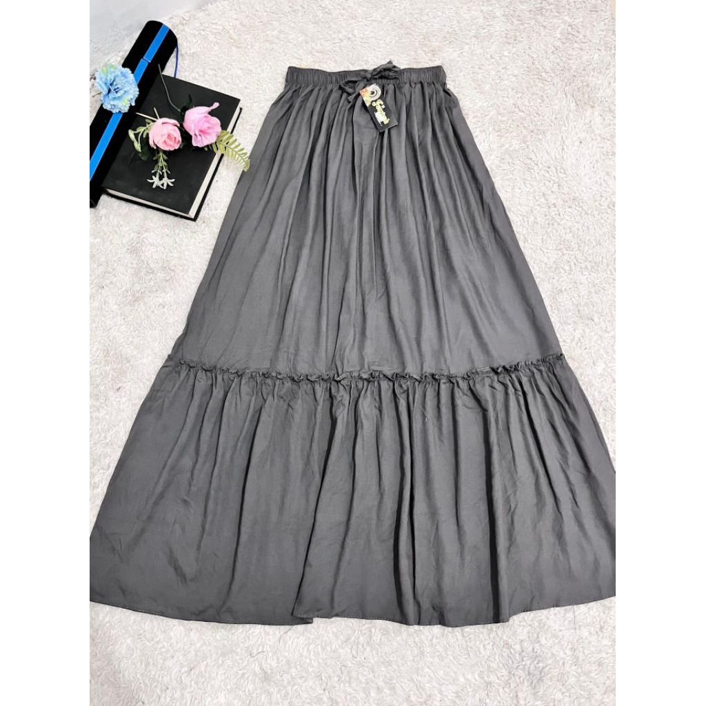 In wear skirt Rayon Twil rok pinggang karet/rok Twil rayon/ rok jumbo/rok viral kekinian