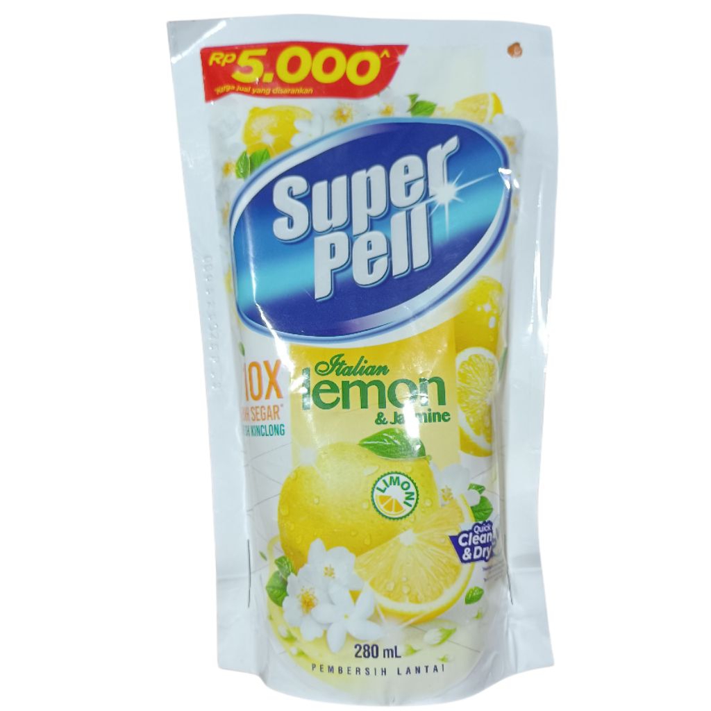 Sabun Pel Lantai Super Pell Harum Lemon Super Pel Lemon 280ml Kemasan Pouch