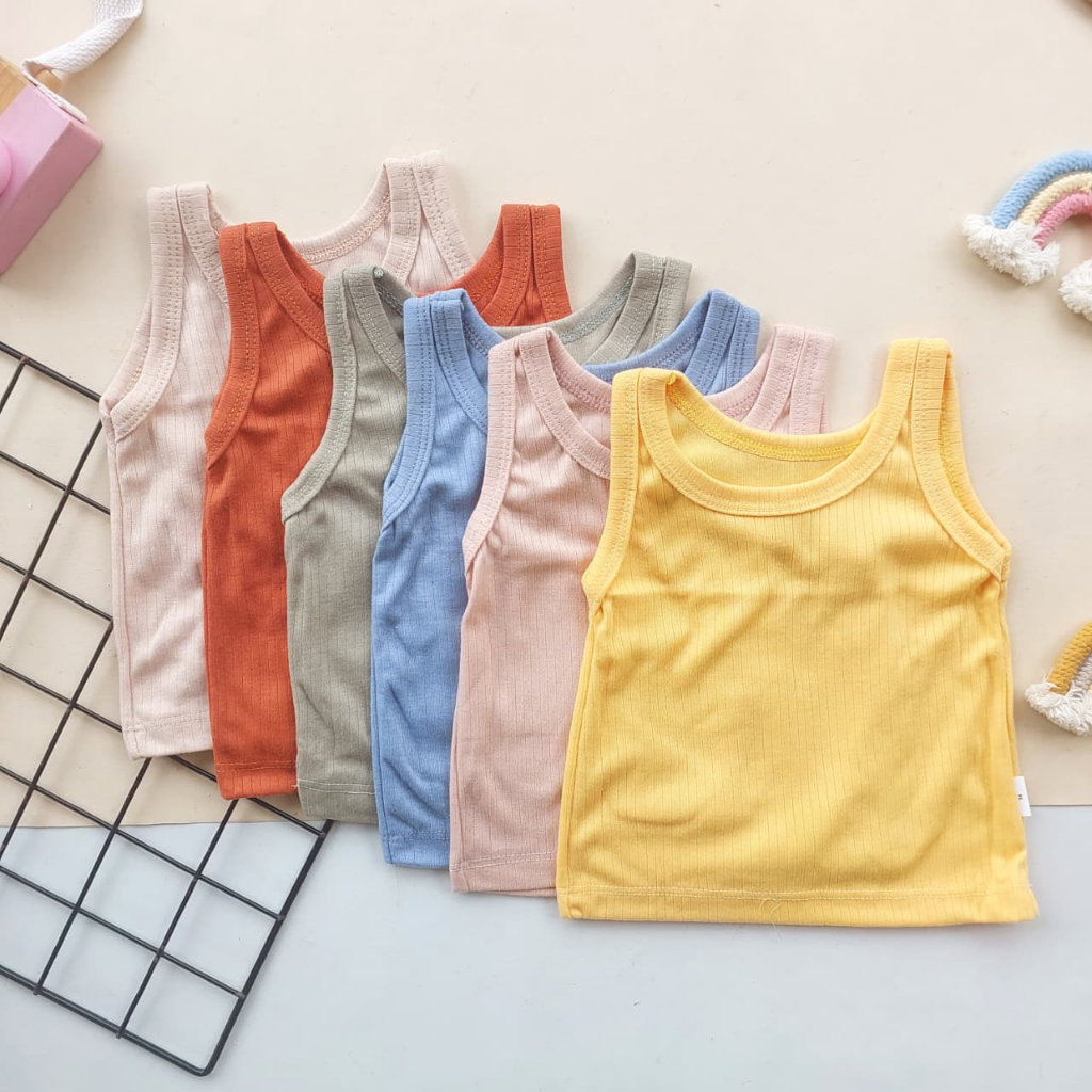 Kaos Singlet Anak Bayi Laki Laki dan Perempuan 0 - 3 Tahun Lekbong Tebal