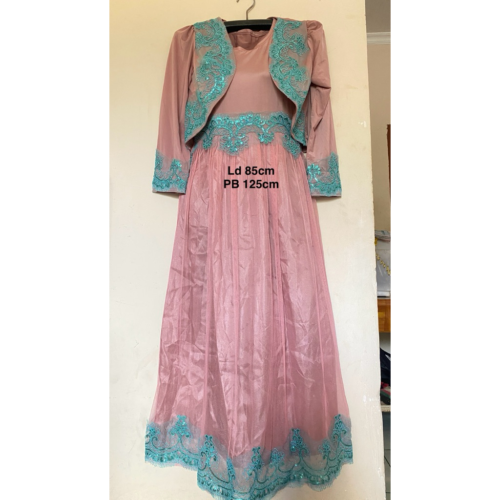 Preloved Dress Gaun Outer Brukat Pink Salem Hijau Mint Preloved Cardigan Cardi Wanita Korean Style C