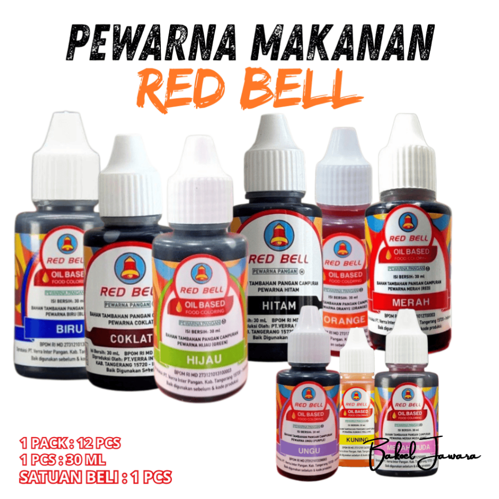 ( 1 PCS ) PEWARNA MAKANAN REDBELL BIRU COKLAT HIJAU HITAM KUNING MERAH MUDA ORANGE UNGU