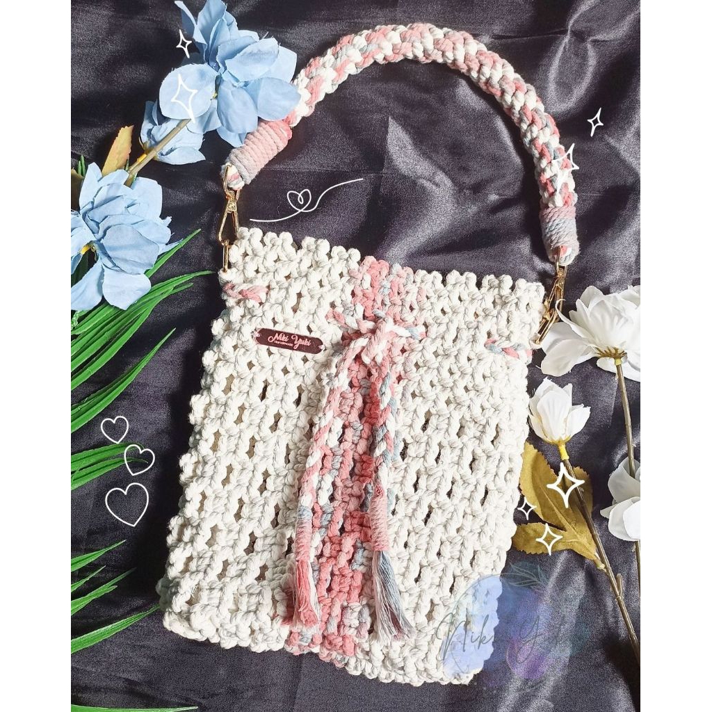Tas Macrame Handmade Tas Wanita Tas Tangan Unik Bohemian Tas Serut