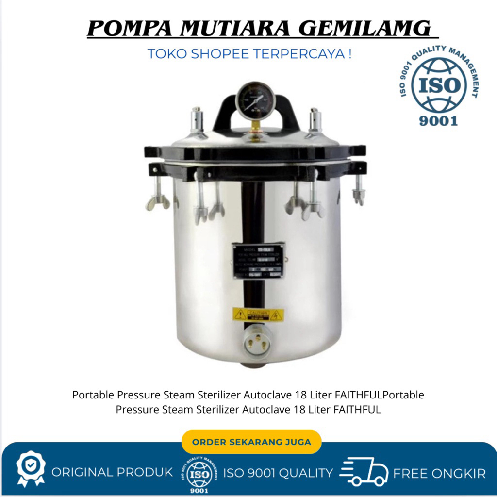 Portable Pressure Steam Sterilizer Autoclave 18 Liter FAITHFULPortable Pressure Steam Sterilizer Aut