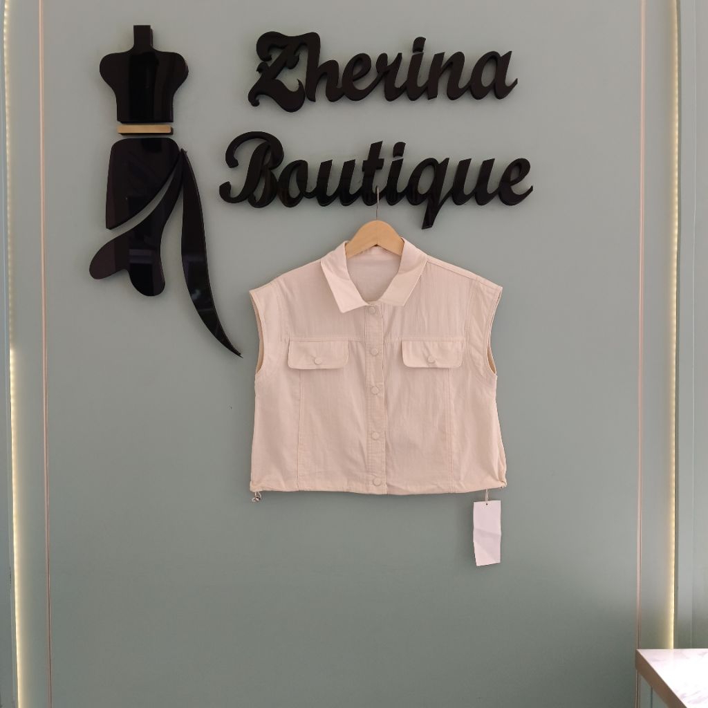 Rompi Crop Wanita cream_ld 105cm