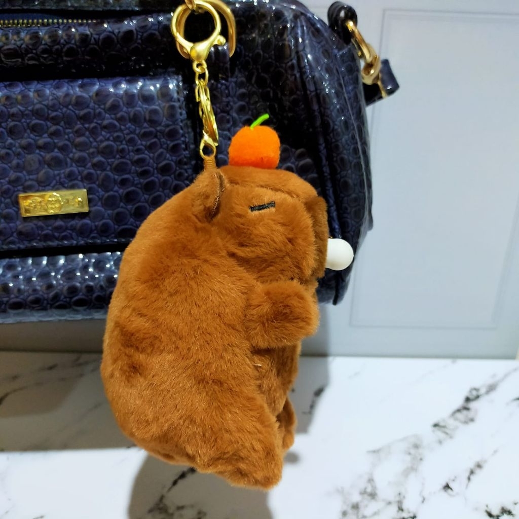 gantungan kunci dan tas boneka Cappybara tidur