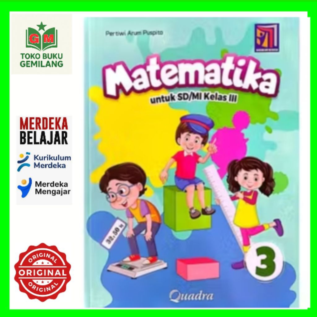BUKU MATEMATIKA UNTUK SD/MI KELAS 3 KURIKULUM MERDEKA PENERBIT QUADRA