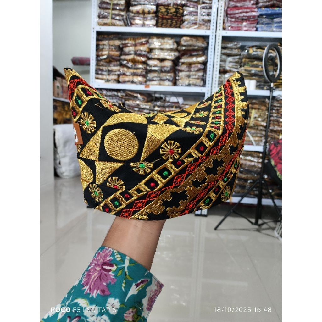 Peci kopiah songkok topi tapis lampung perahu bordir motif sanwos koin