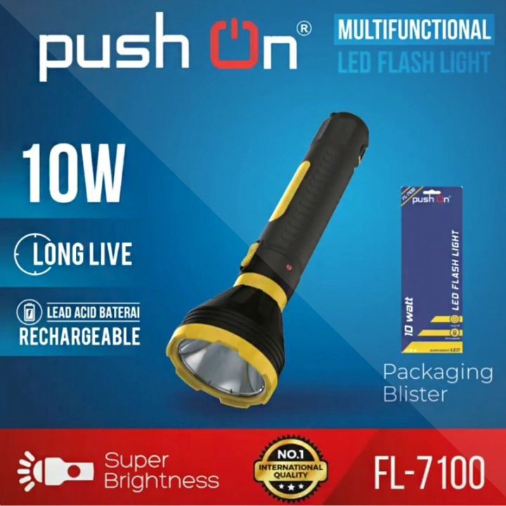 Senter tangan charge Push On FL 7100 - Senter 10W