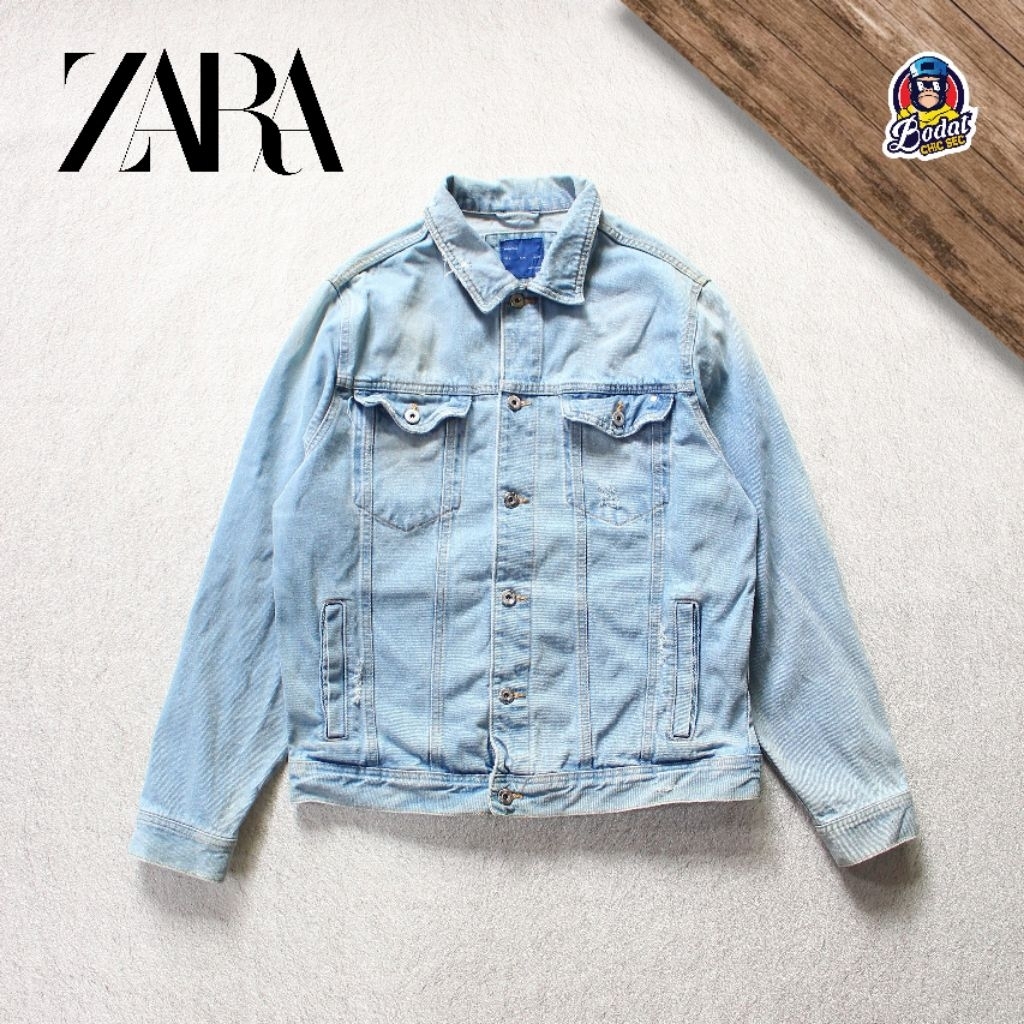 Zara Man Ripped Trucker Denim/Jeans Jacket