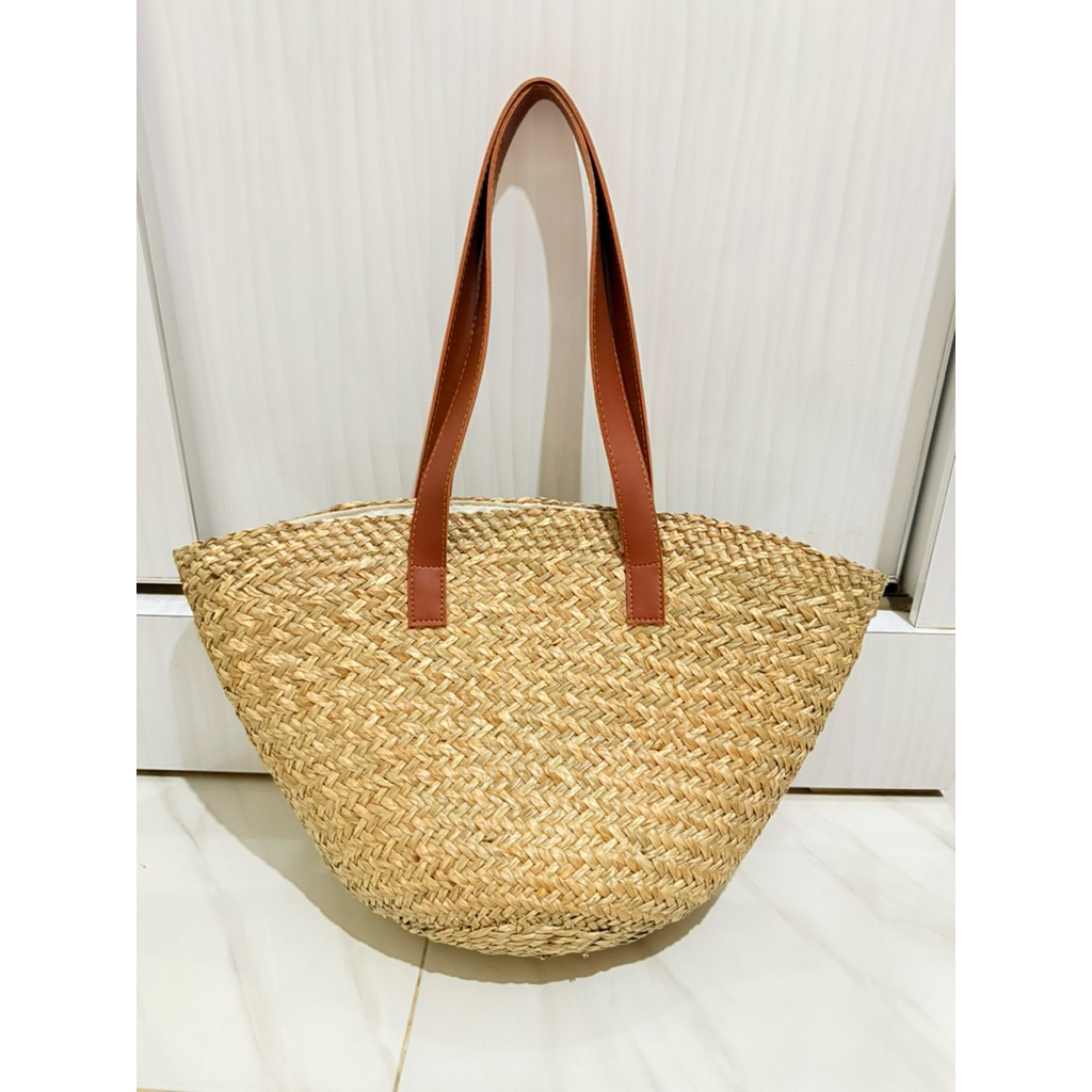 Tas Wanita Tote Bag Anyaman Etnik Wanita Khas Bali Mendong Natural Summer Bag Tas Pantai