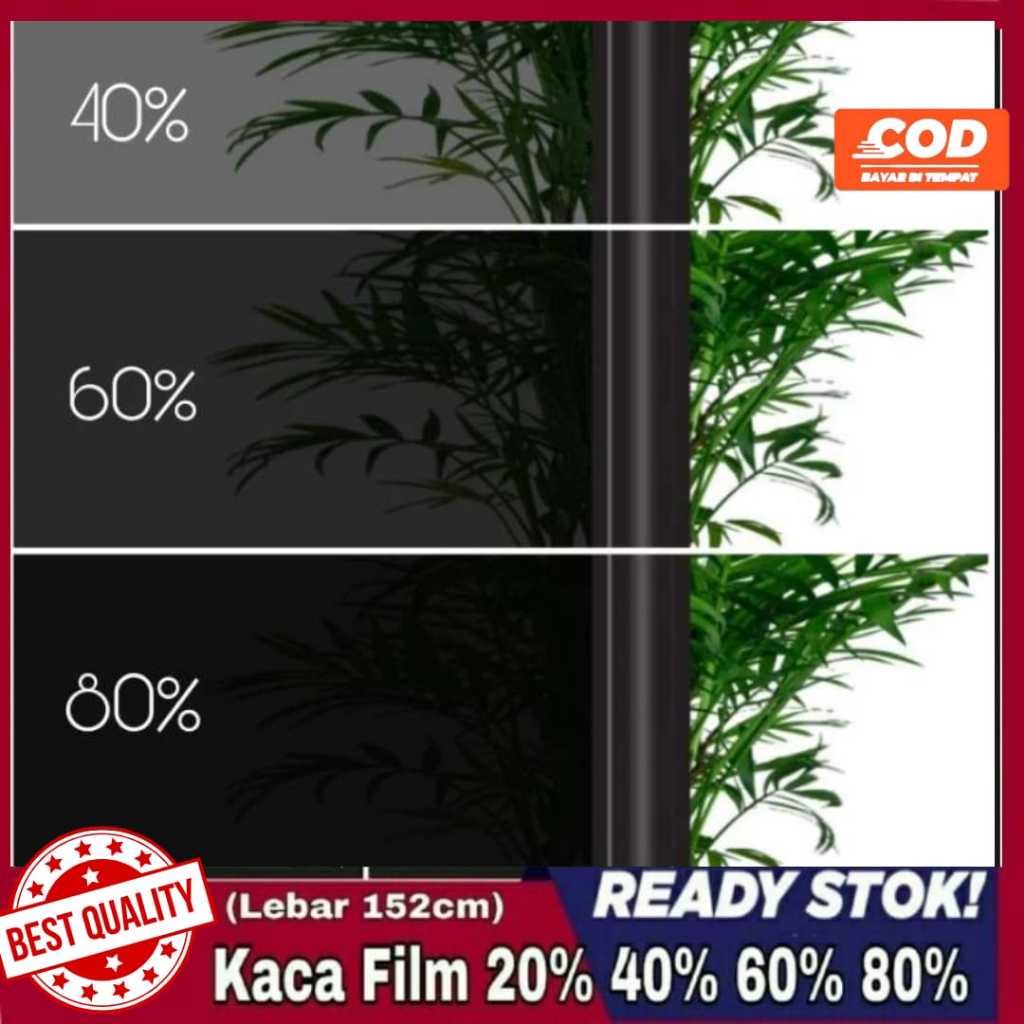 Stiker Kaca Film Jendela Rumah Mobil Sticker Kaca Riben Hitam Kegelapan 40% 60% 80% Anti UV