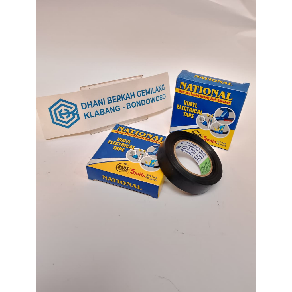 Isolasi National / Isolasi Listrik / Solasi Hitam 5Mils ¾Inch Grosir
