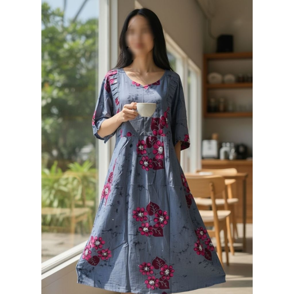 DASTER NIKEN JUMBO – Daster Batik Cap Pekalongan Motif Sunan Adem Busui Friendly | Baju Tidur Harian