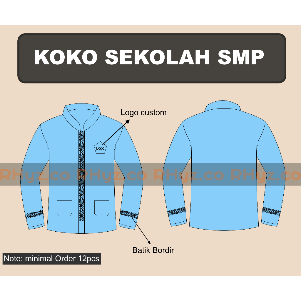 Baju Koko SERAGAM Sekolah SMP Custom - Baju Muslim Seragam Sekolah - Seragam Sekolah