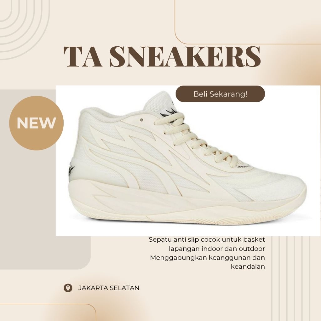 Sepatu Basket Lamelo Pria Mb02 Whisper White Olahraga Mens