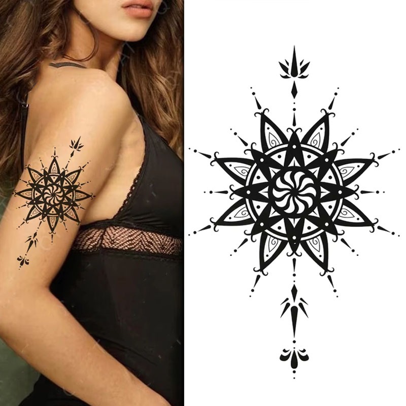 Tato Temporer Sementara Tahan Air Lama Temporary Tatto TBS-8019 Simbol Bunga Teratai BINTANG 8 Arah