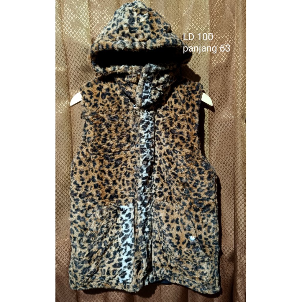 rompi bulu motif leopard wanita rompi hoodie wanita bulu rompi winter bulu wanita rompi musim dingin