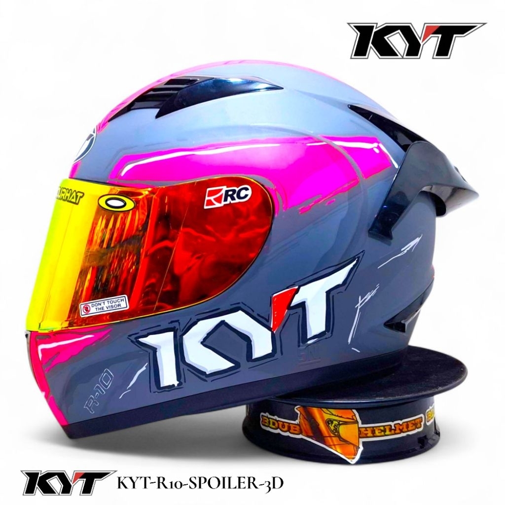 Helm KYT r10 #6 puxia Matt paket ganteng spoiler 3D Original KYT