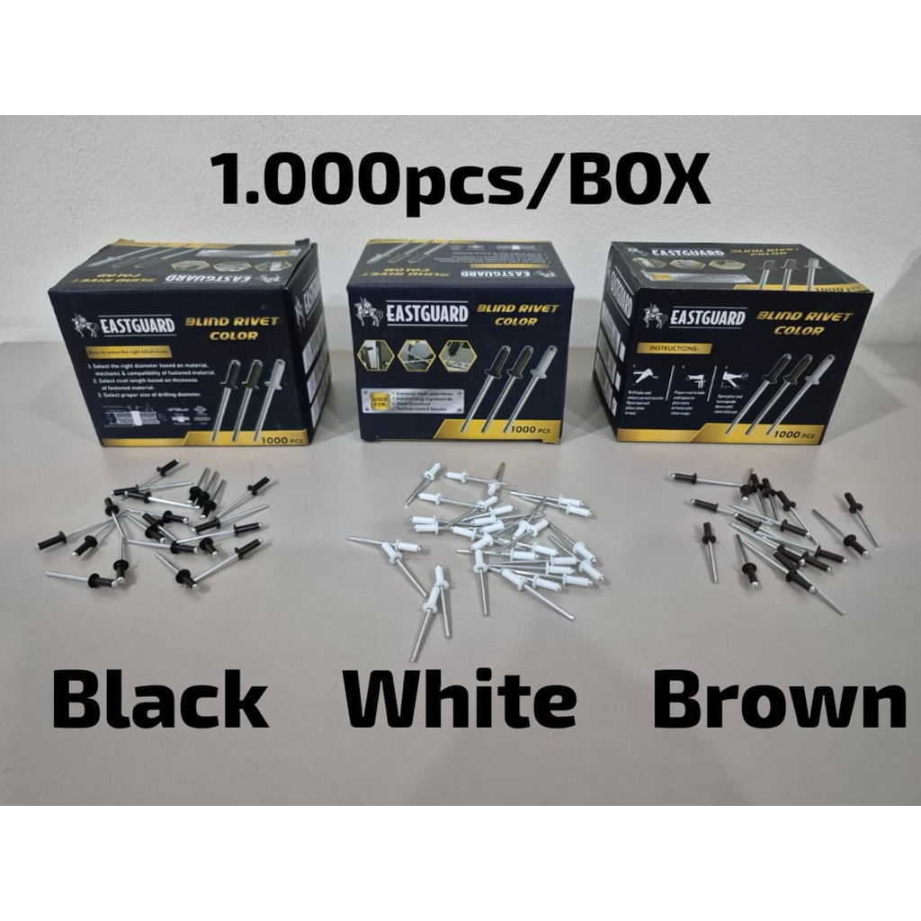 Termurah Paku Riveti 435 ( 1.000 Pcs ) WARNA HITAM PUTIH COKLAT - Riveti Warna Murah - Paku Rivet
