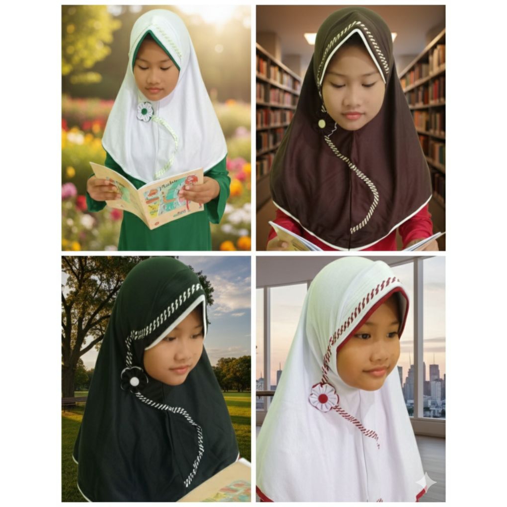 Kerudung anak Sekolah  SD Perempuam EL Rahma ANTEM BISA COD