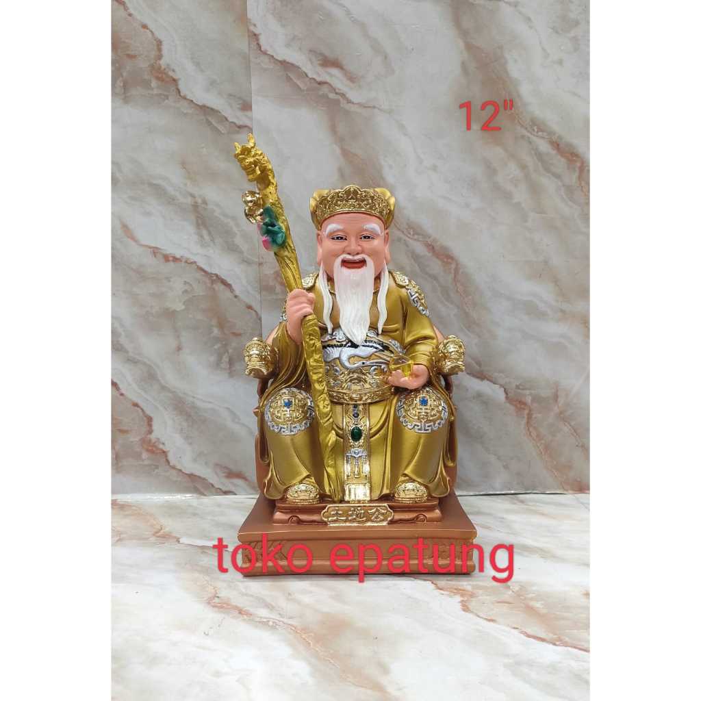 patung dewa bumi // tutikong / tecukong - emas - fiber - 12 inch - 25