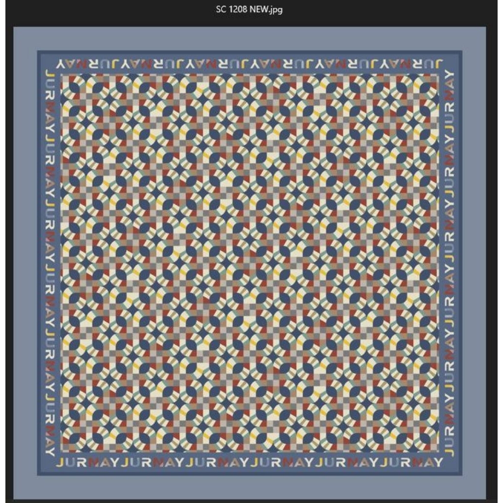 HIJAB SEGIEMPAT VOAL MOTIF POLA JALIT DENIM