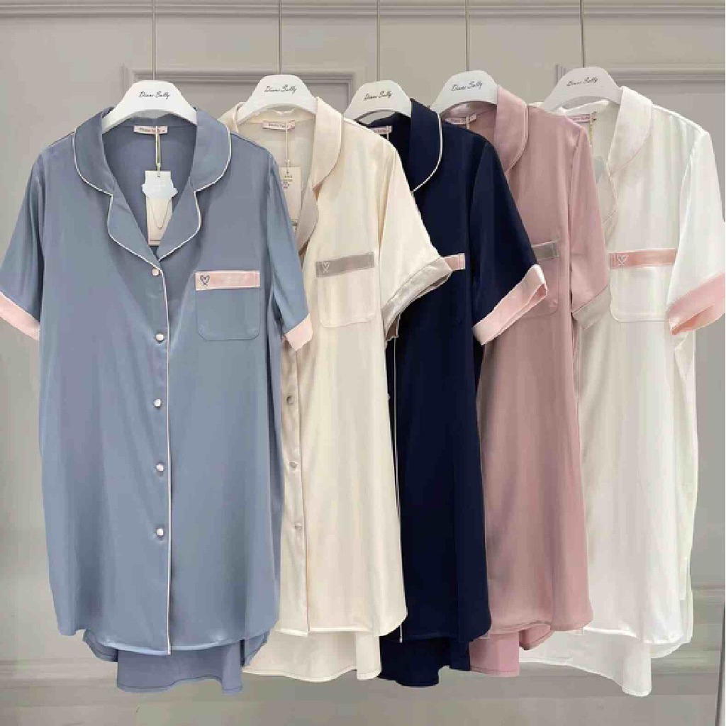 LITTLE DAISY | Diane Sally Baju Tidur Lengan Pendek Piyama Daster Satin Sutra Import Premium / Korea