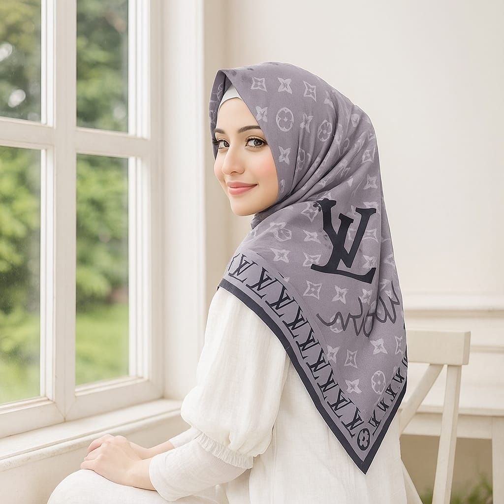 OBRAL TERLARIS VUITT LAVENDER UNGU / KERUDUNG SEGI EMPAT / JILBAB INSTAN / HIJAB TERBARU TERMURAH KE