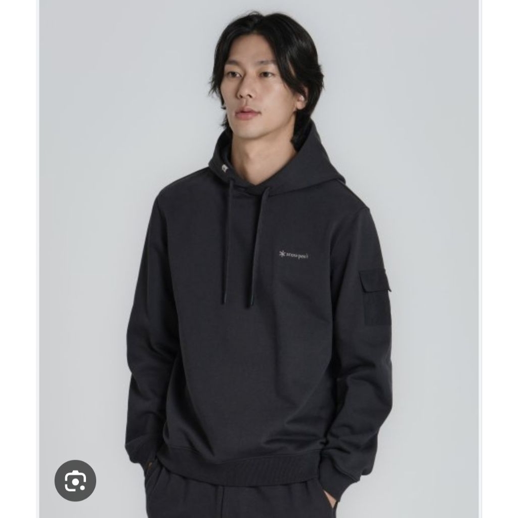 snow peak men's land woven pocket fleece hoodie beige