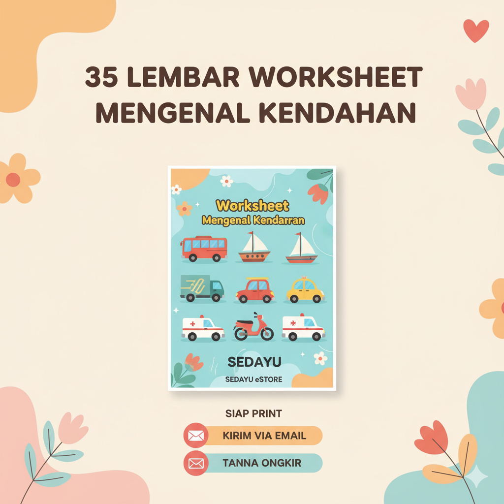 worksheet 35 lembar worksheet pengenalan kendaraan untuk anak SD  - Printable Worksheet