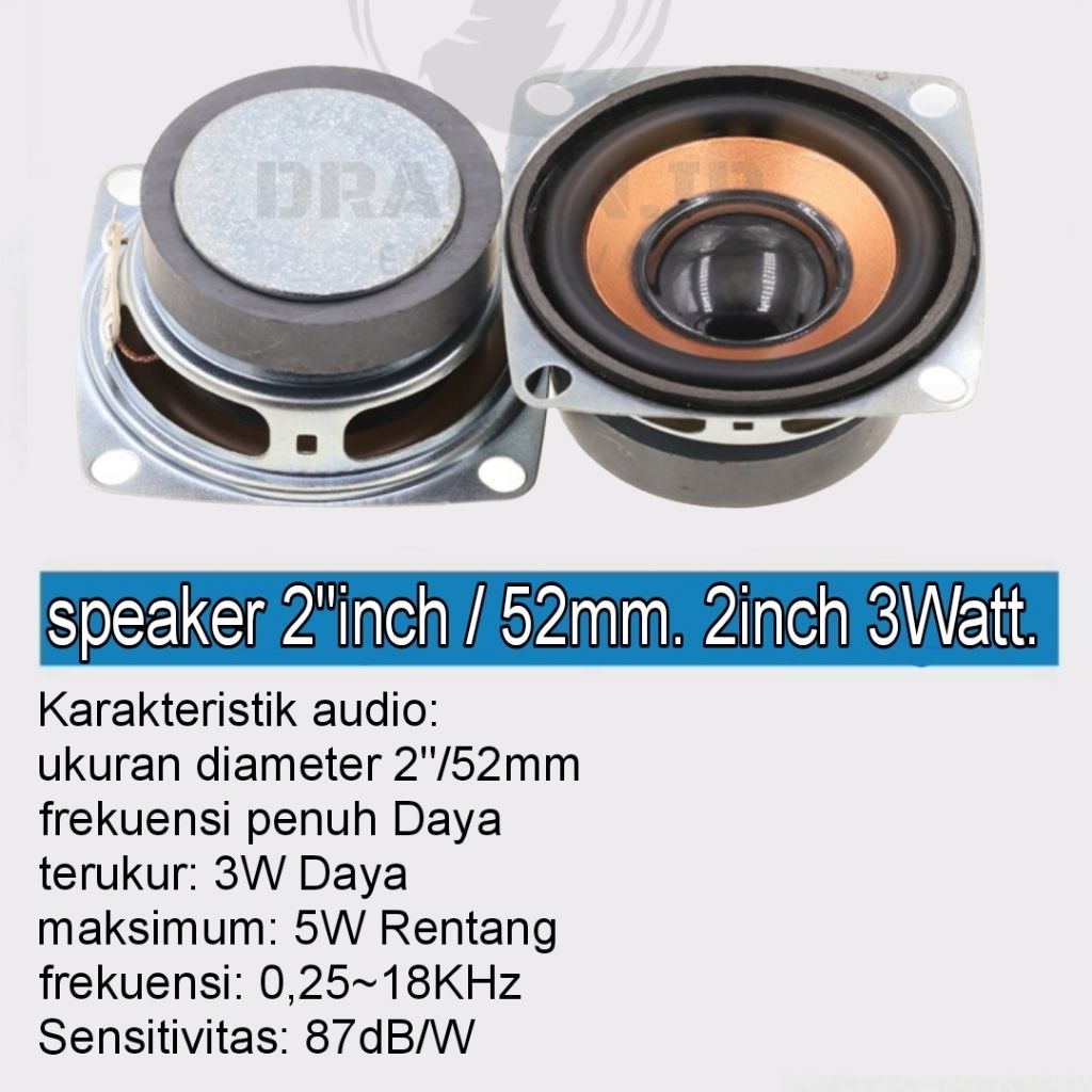 Spesial speaker 2 inch 3 Watt 4 ohm high quality fullrange coklat