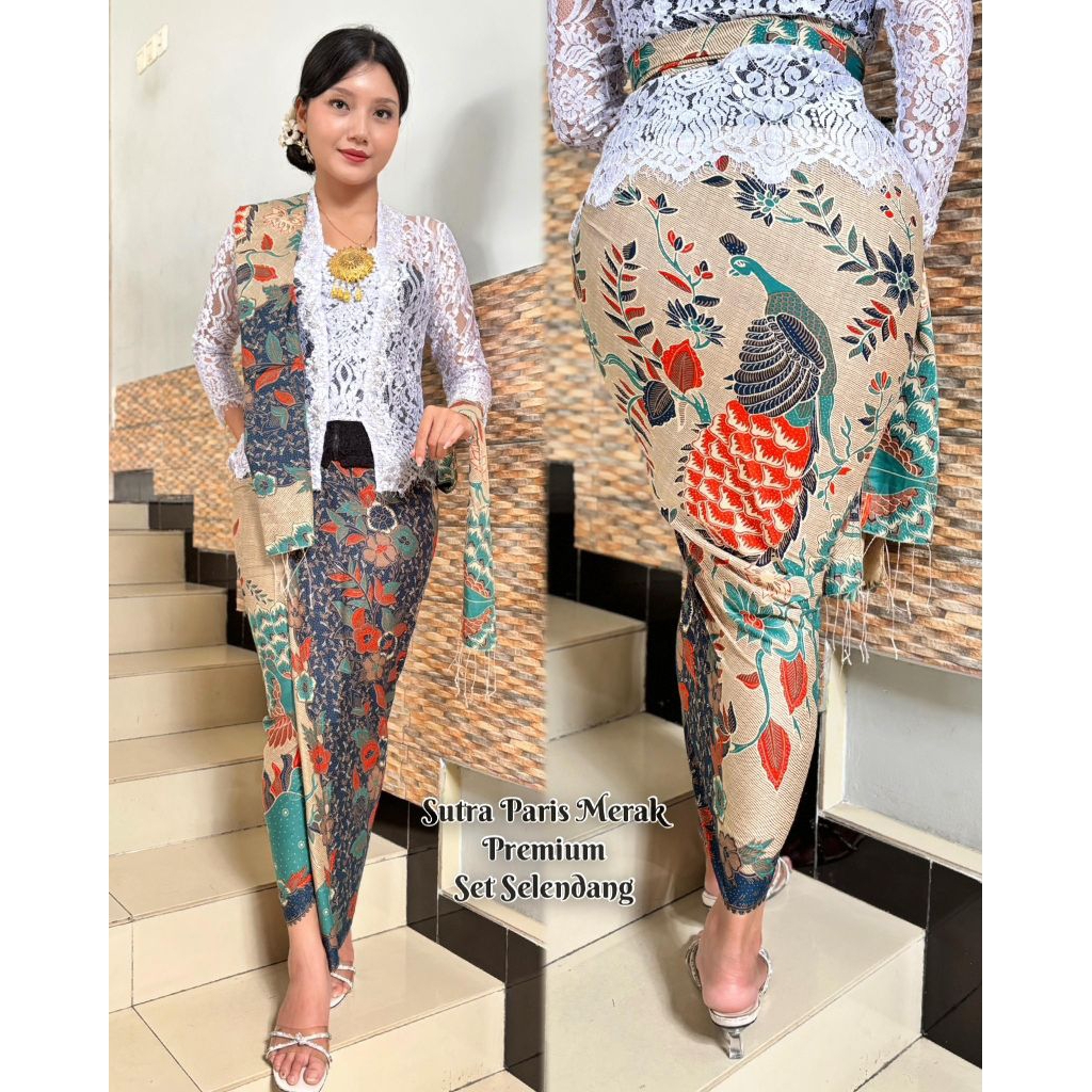 kain batik sutra paris set selendang premium promo
