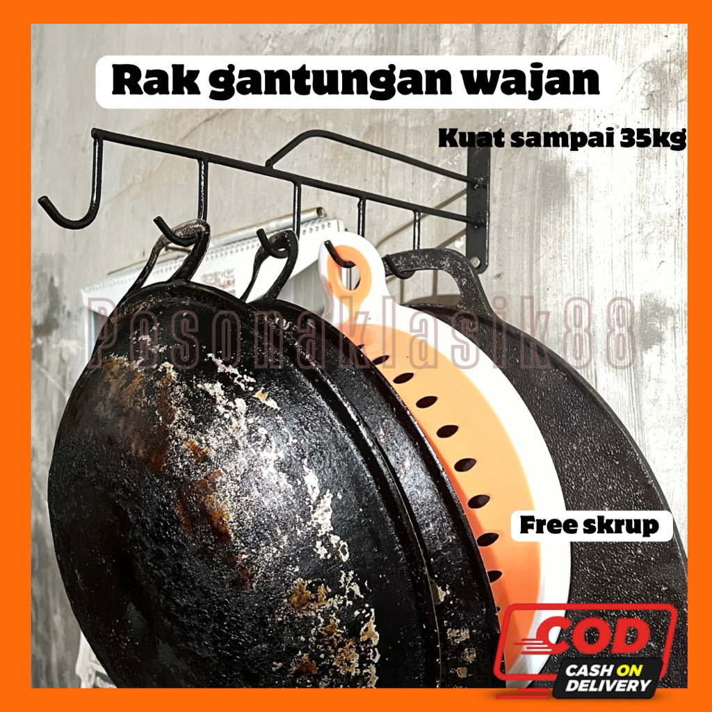 Rak gantung wajan panci- cantolan panci wajan tempel tembok Free paku