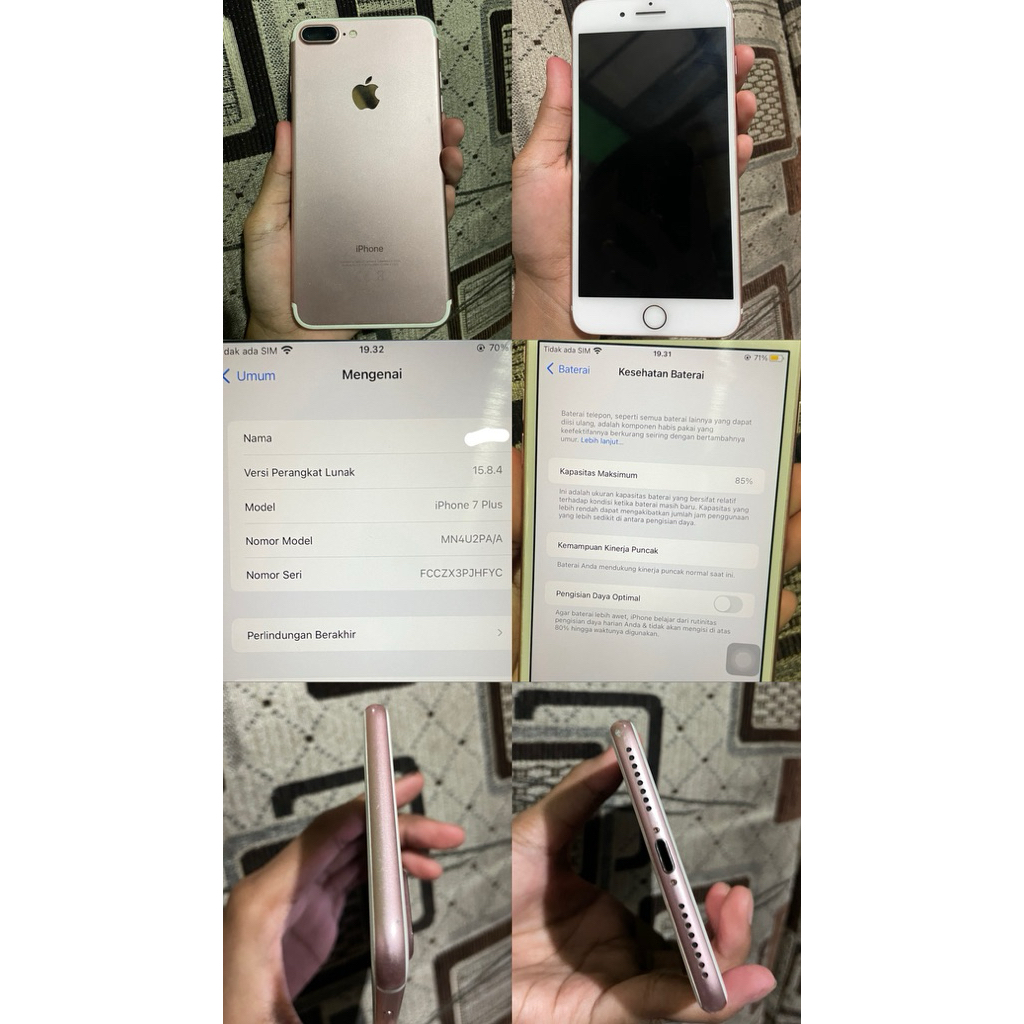 IPHONE 7+ PLUS 128gb SECOND ROSEGOLD GARANSI RESMI INDONESIA IBOX