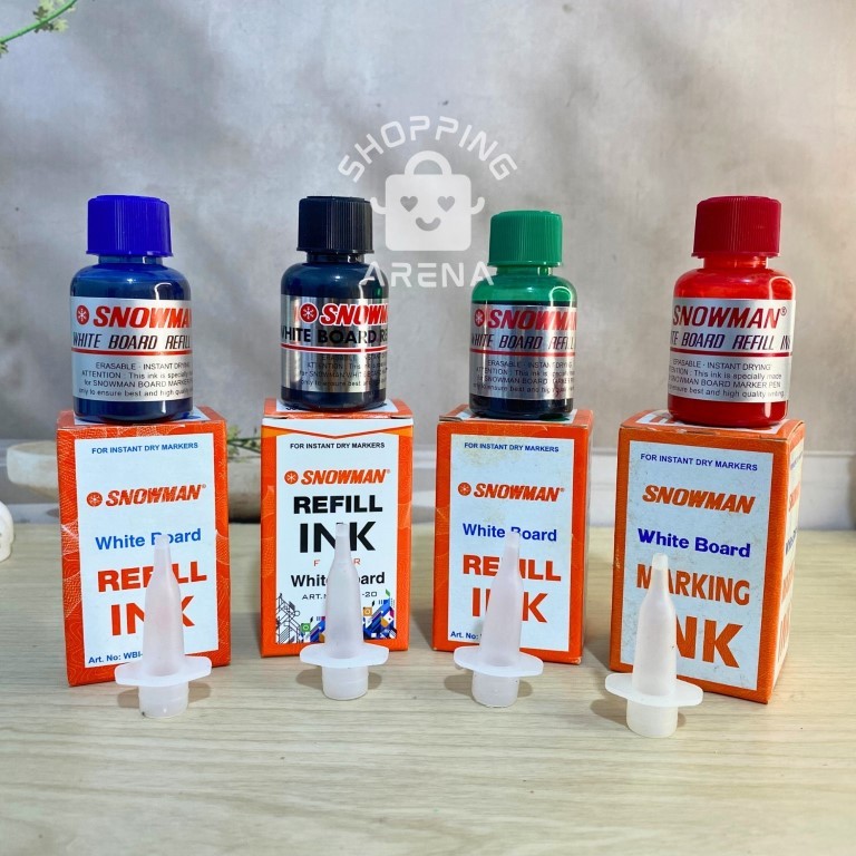 Refill Tinta Spidol Snowman Warna Hitam Biru Merah Hijau Isi Ulanng Tinta Whiteboard School Termurah