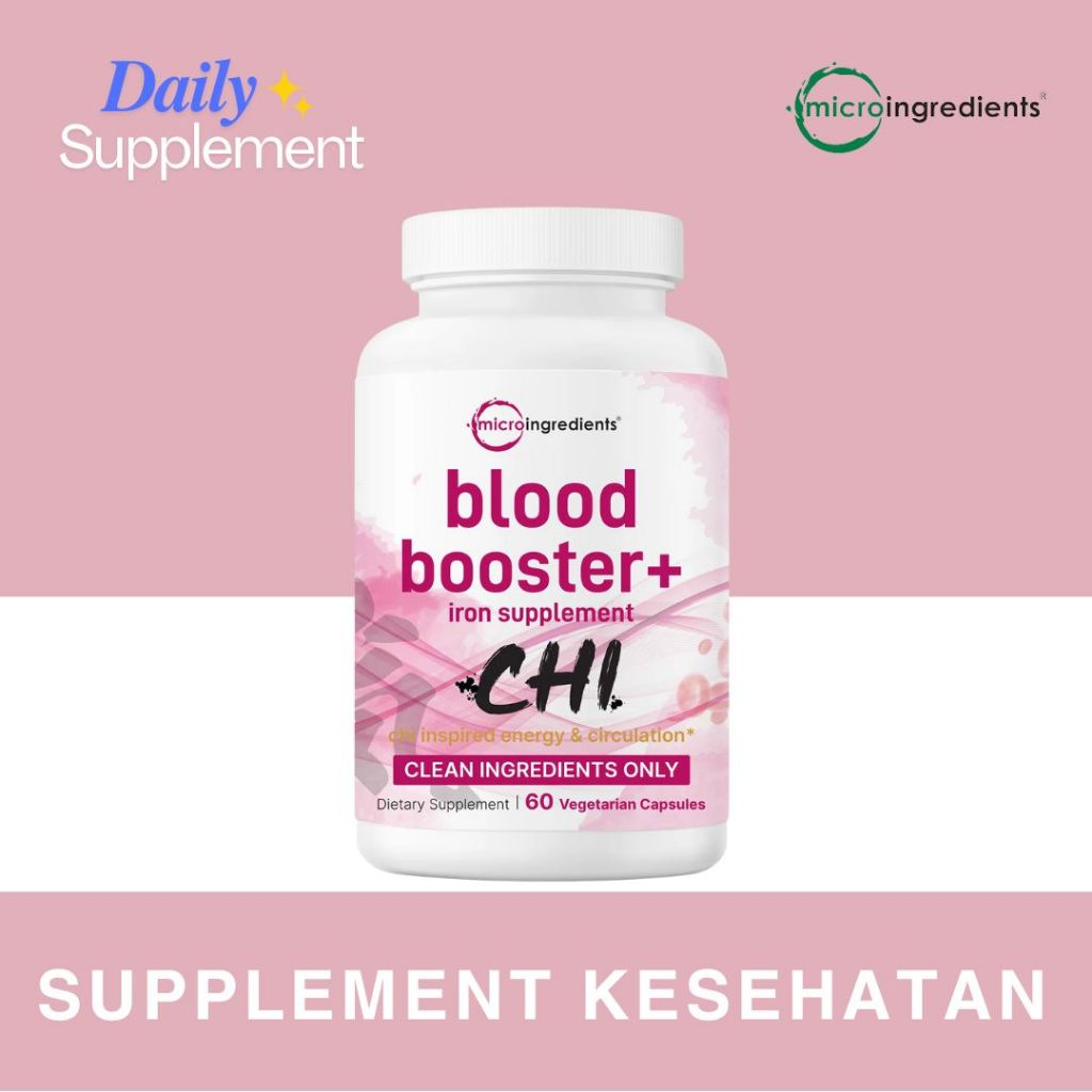 Micro Ingredients Blood Booster+ Iron Supplement - 60 Vegetarian Capsules, Non-GMO, Gluten Free