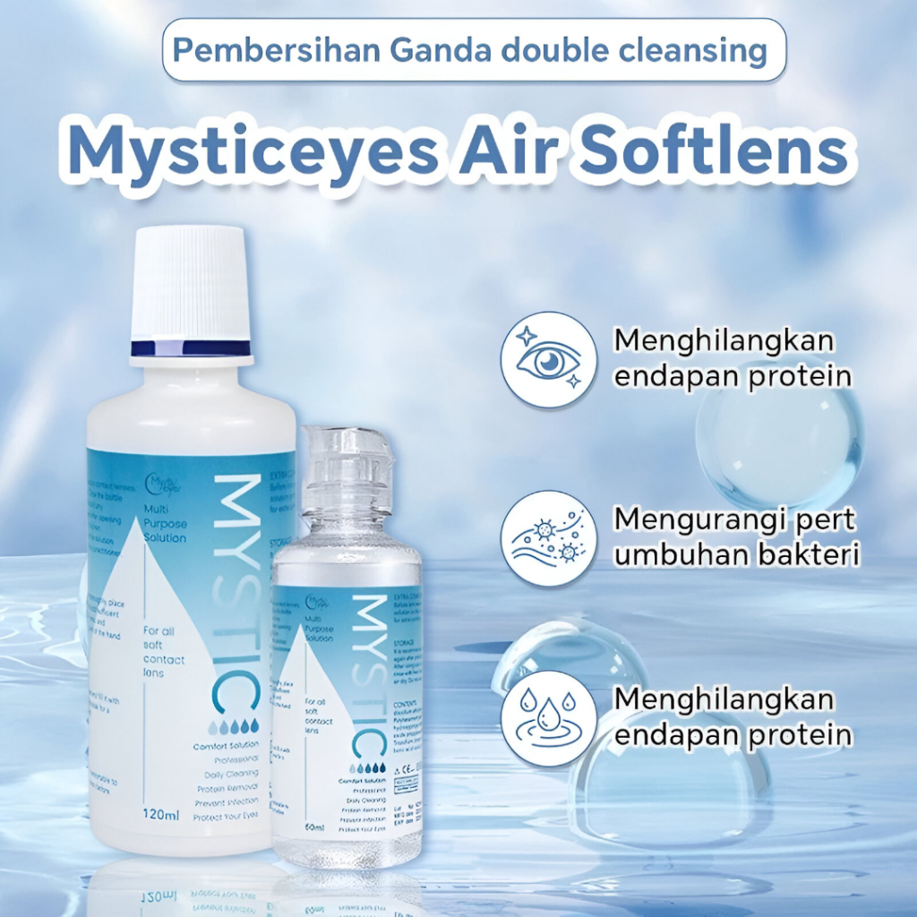 Mysticeyes Air Softlens Solution 120ml Cairan Pembersih Perendam Softlens Original BPOM Aman Nyaman