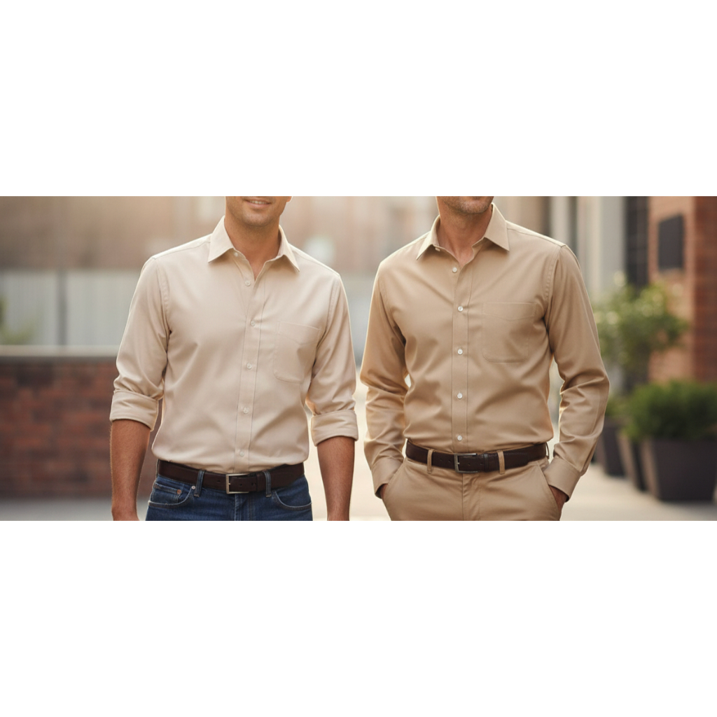 KEMEJA PRIA GQ ( GOOD QUALITY ) CREAM REGULER LENGAN PANJANG