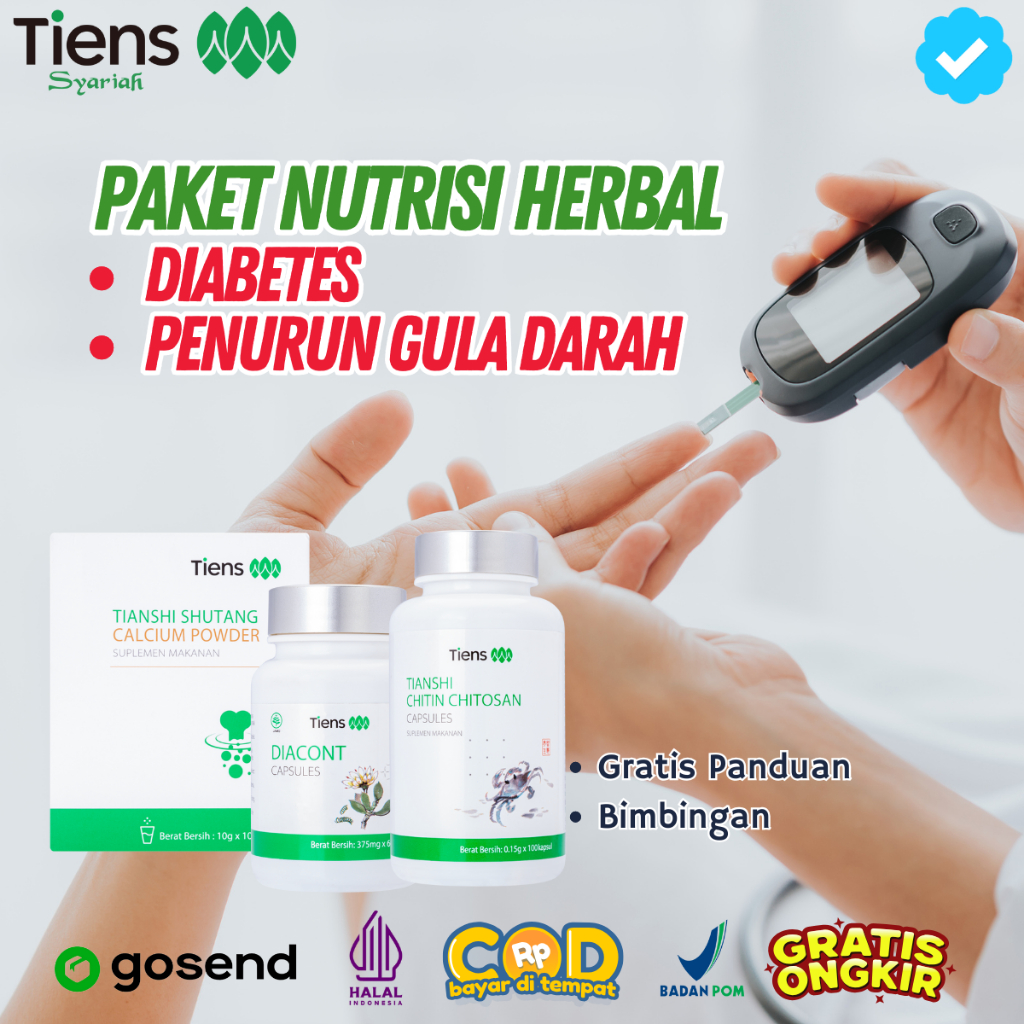 Paket Produk Tiens Untuk Diabetes Chitin Chitosan Diacont Shutang Calcium Original