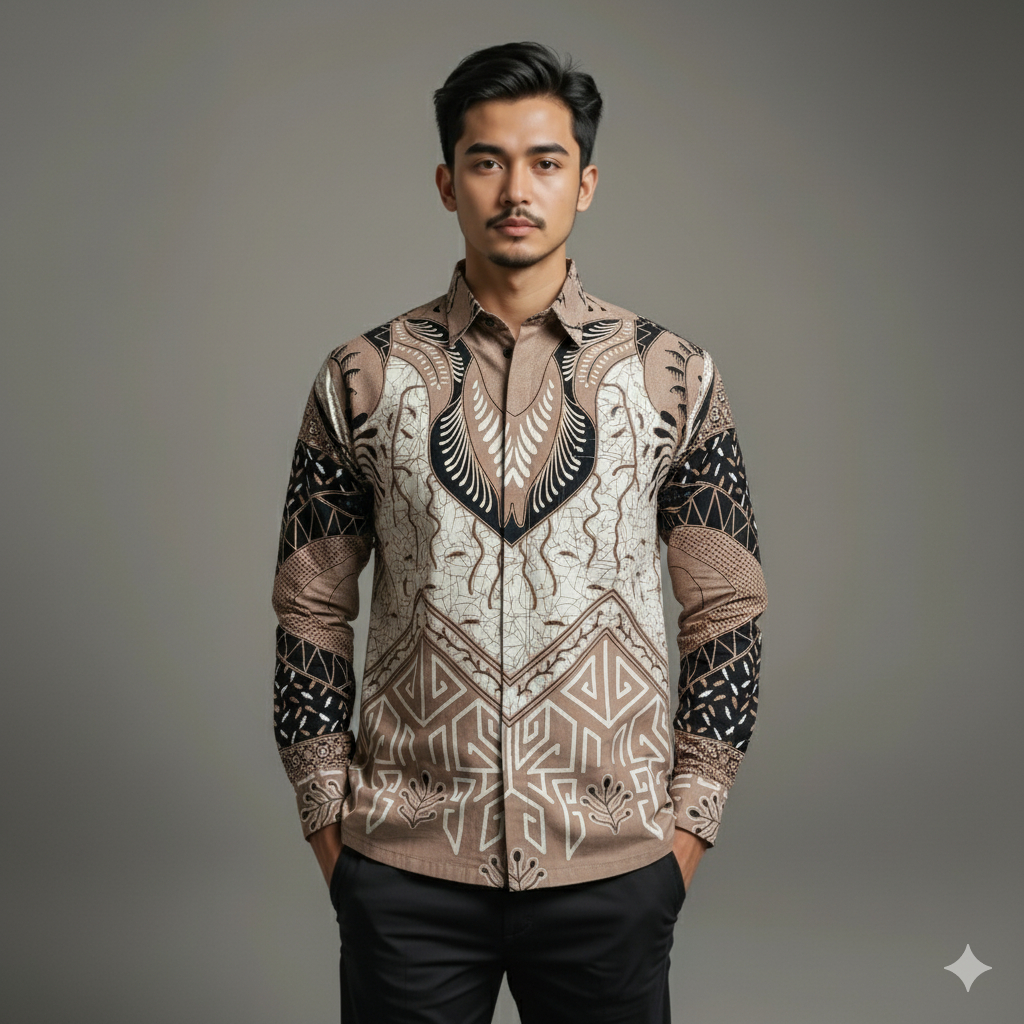 Kemeja Batik Pria Baju Lengan Panjang Slimfit Lapis Furing Batik Cinarita 0176 Bahan Katun Premium E