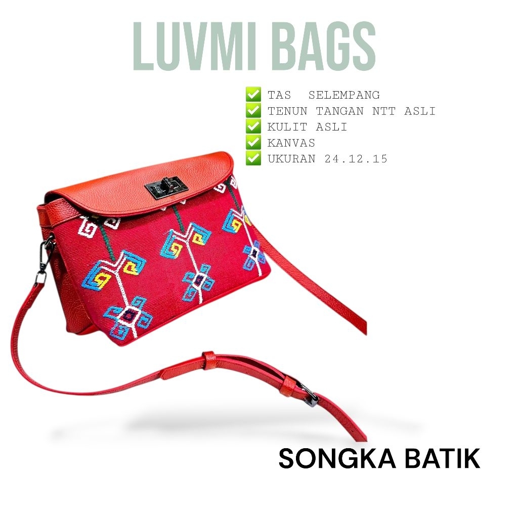 TAS SELEMPANG WANITA KULIT ASLI TENUN NTT LOVMI