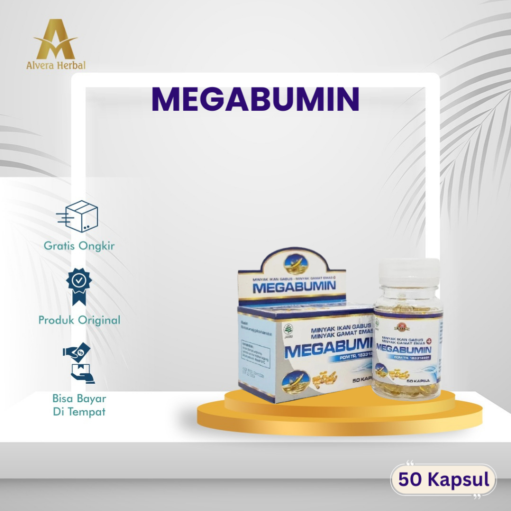 MEGABUMIN - Kapsul megabumin minyak ikan gabus, Gamat emas Isi 50Kapsul