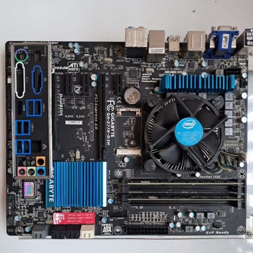 motherboard gigabyte GA-Z77X-D3H+prosesor seri G2020+Ram 8gb ddr3