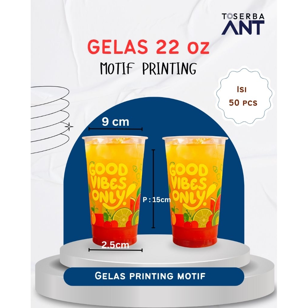 GELAS ES 22 OZ motif / gelas cup 22 oz motif / gelas plastik motof 22 oz