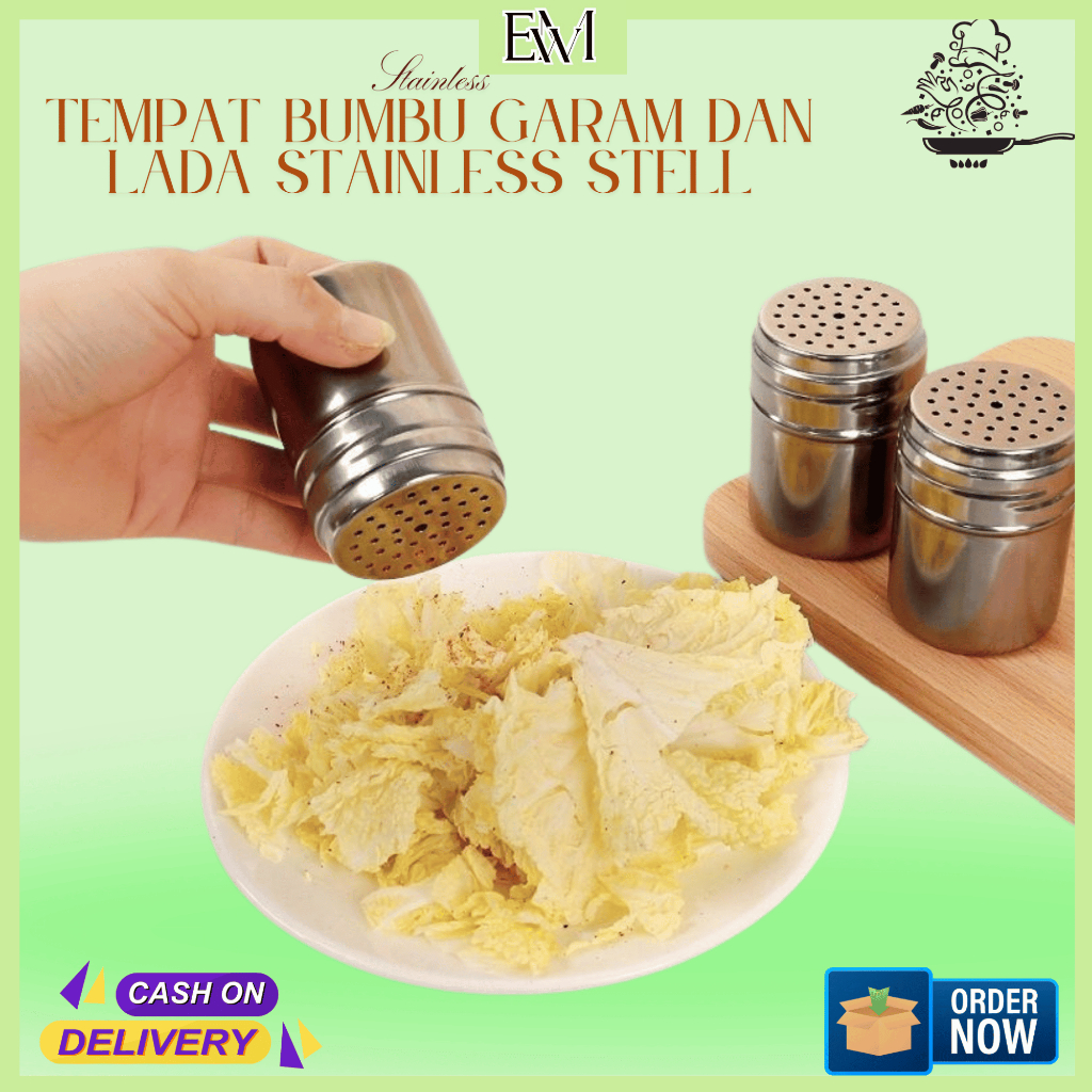 Botol Lada Garam Stainless Steel / Wadah Tempat Bumbu Dapur Lada dan Garam Ada Beberapa Ukuran Luban