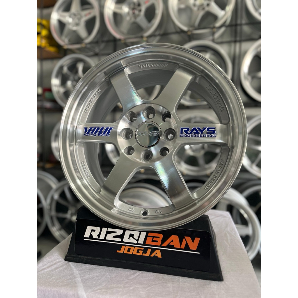 velg te37 r15 full polish lebar 6,5 et40 kondisi baru