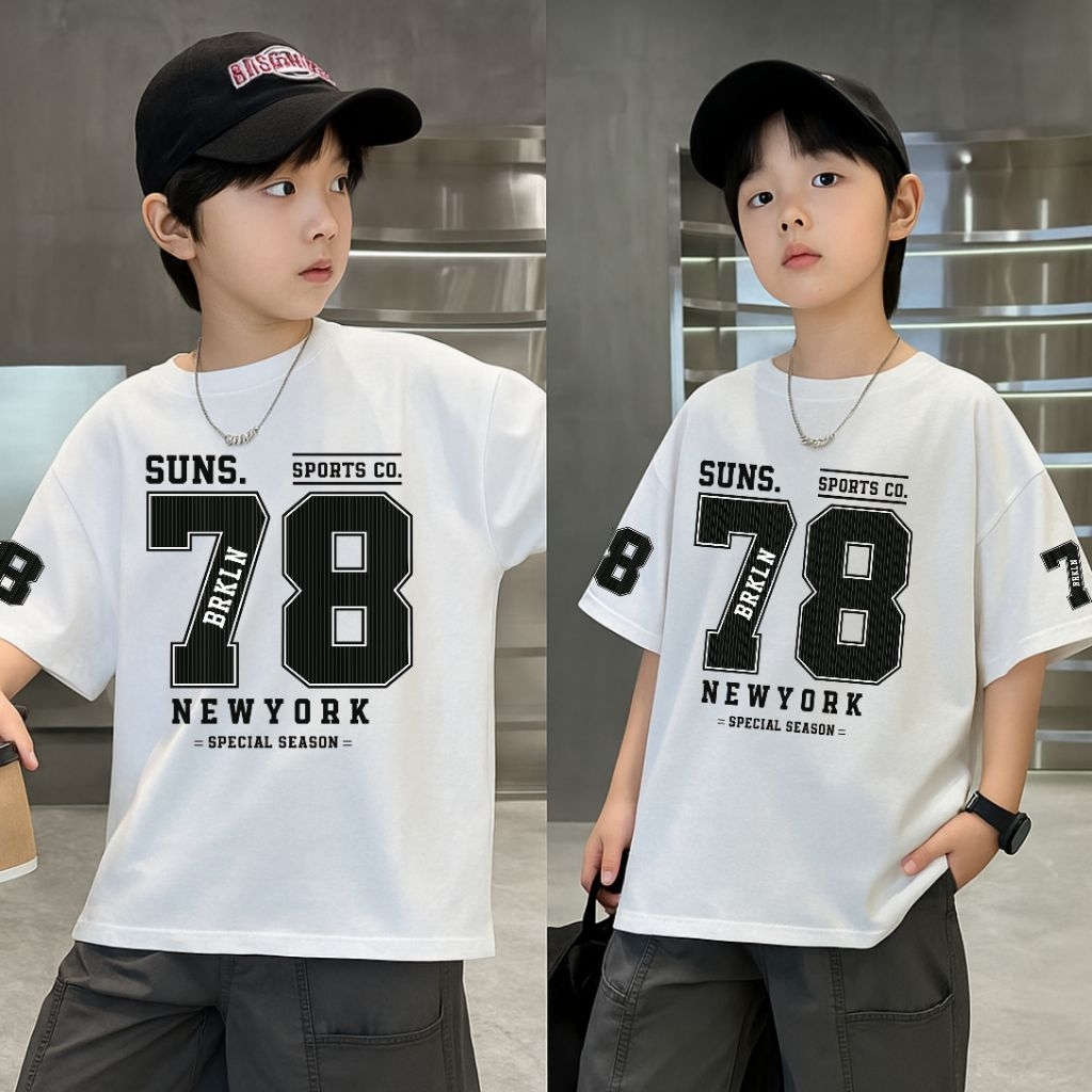 KAOS ANAK UMUR 3-14 TAHUN MODEL ANGKA 78 ATASAN ANAK FASHION ANAK KAOS ANGKA