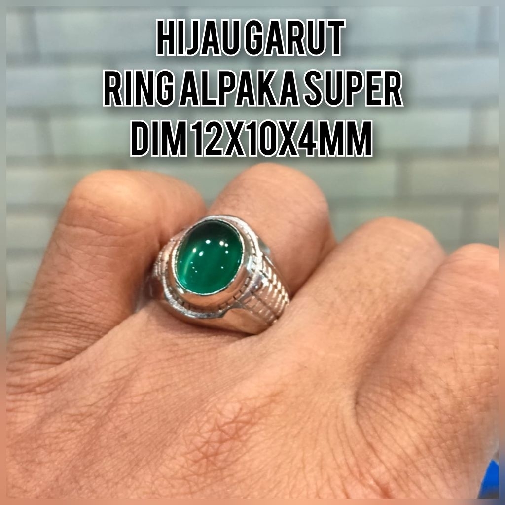 CINCIN PRIA BATU HIJAU GARUT KECIL RING ALPAKA SUPER